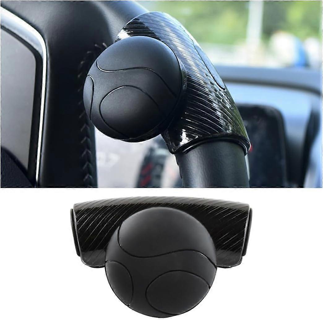 Car Steering Wheel Knob, 360 Degree Rotating Silicone Power Handle Ball, Adjustable Universal Fit Non-Slip Spinner Booster(Black)