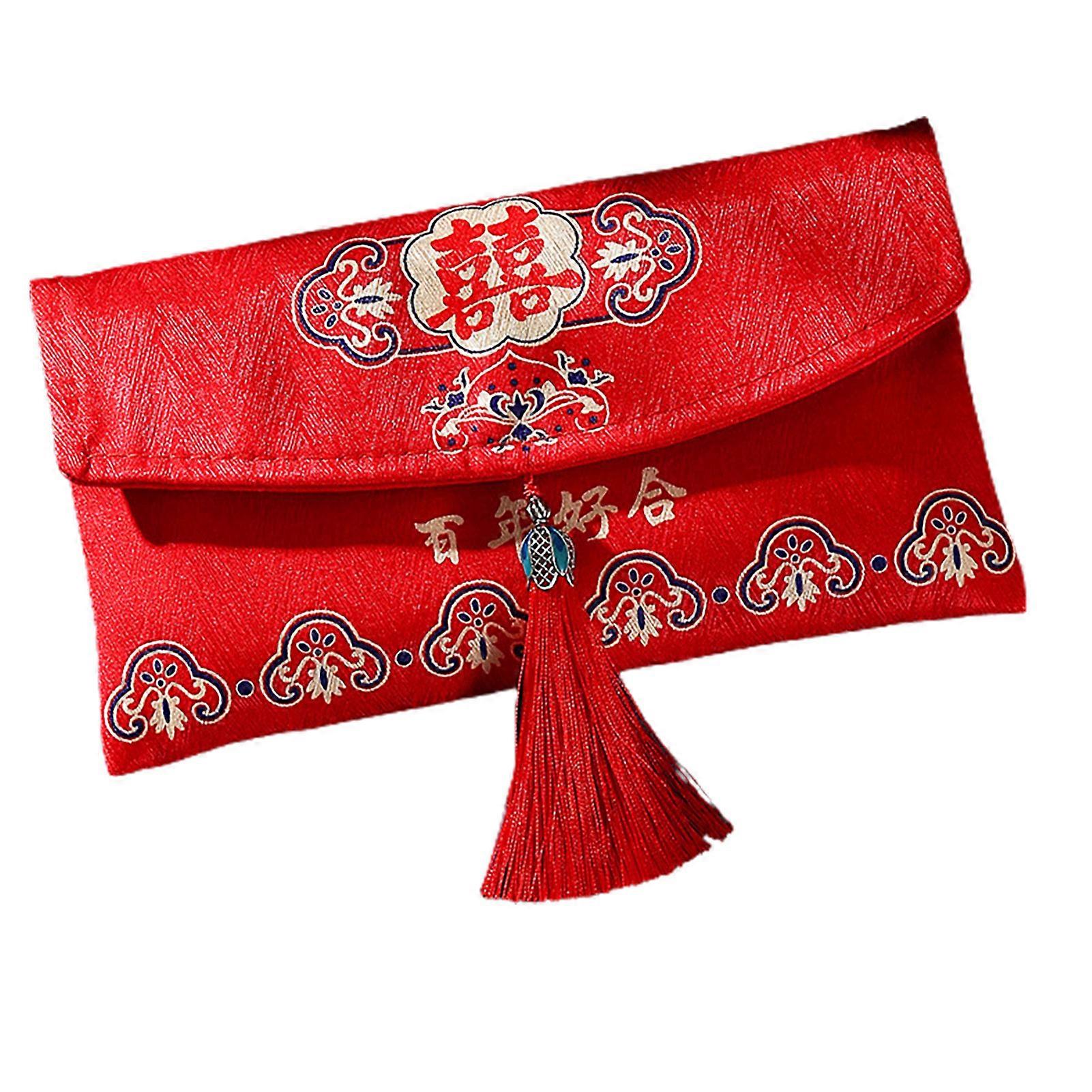 Red Envelope Delicate Large Capacity Fabric Art Tassel Design Chinese Style Wedding Lucky Pocket for Friends