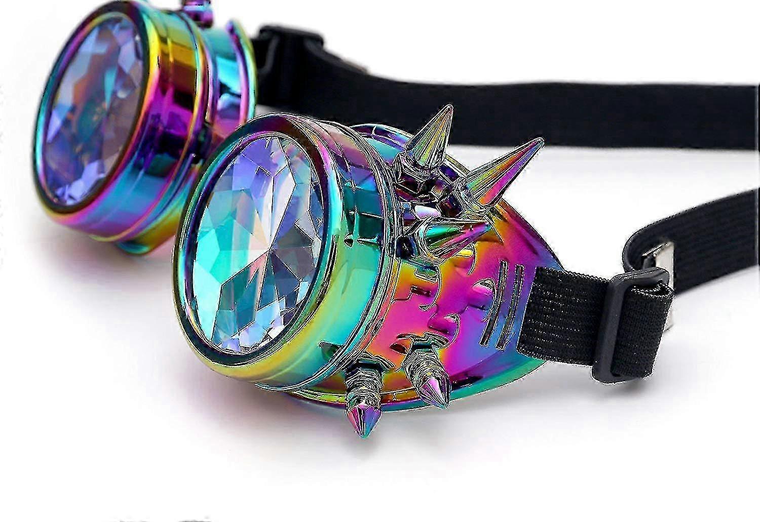 Caleidoscopio Steampunk Rave Gafas con Cristal Arco Iris