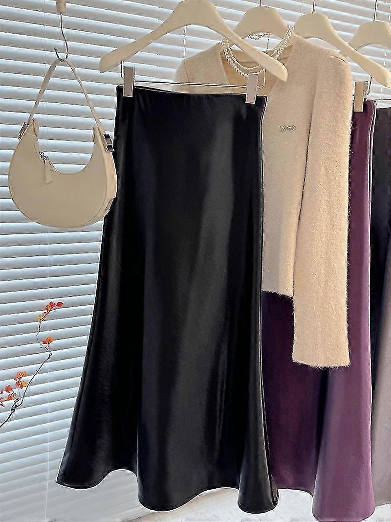 Automne et hiver nouveau élastique taille haute amincissant long satin soyeux nouveau style chinois à porter une jupe cache-cœur fesse jupe en queue de poisson