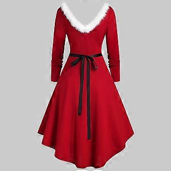 Christmas Party Dress Women's Red Santa Costume Faux Fur Collar Winter Vintage  Dress | Fruugo NO