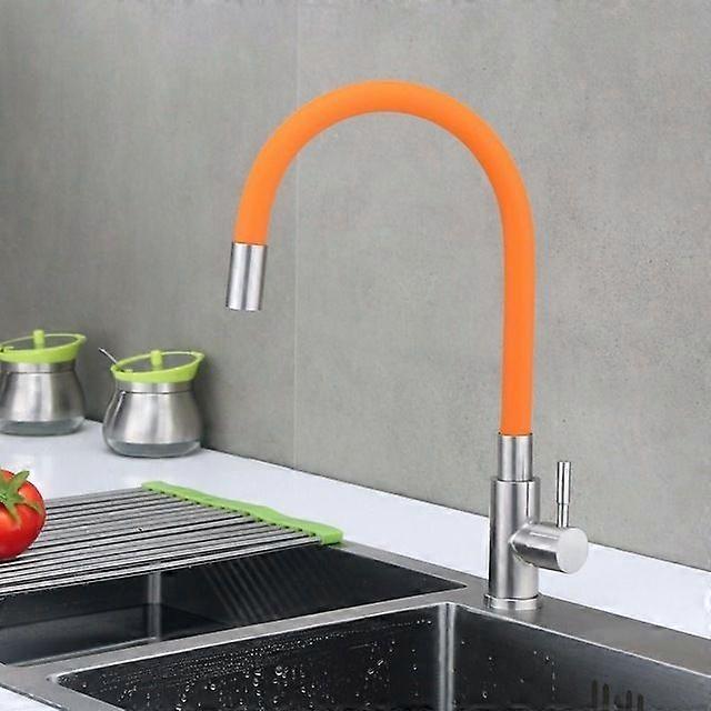 304 Stainless Steel Water Tap Universal Single Cold Faucet Colorful Rotary Bending Kitchen Washing Basin Faucet For Kitchen