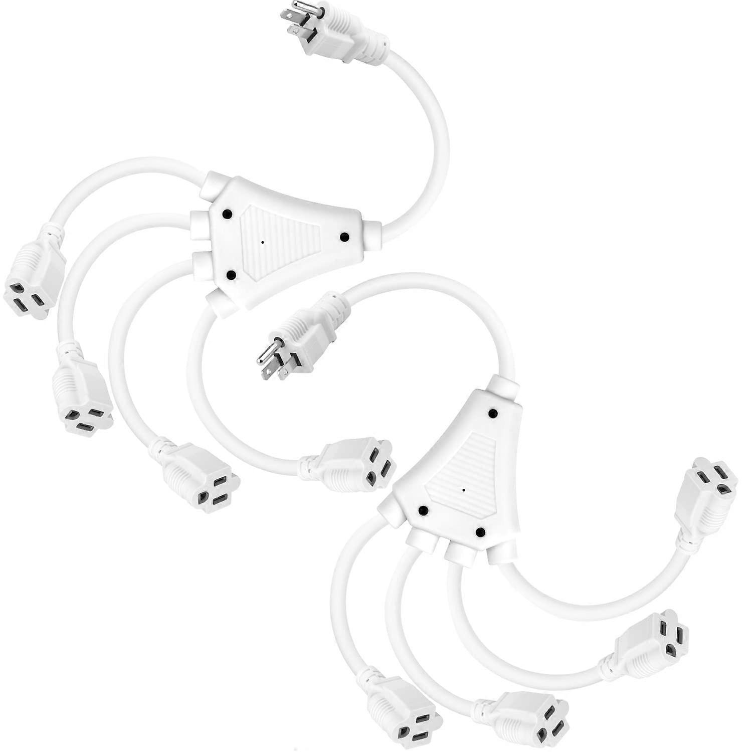 2 Pack 20 Inch Power Cord Splitter for Indoor and Outdoor Use, Heavy Duty Extension Cable, Dual Output Connector