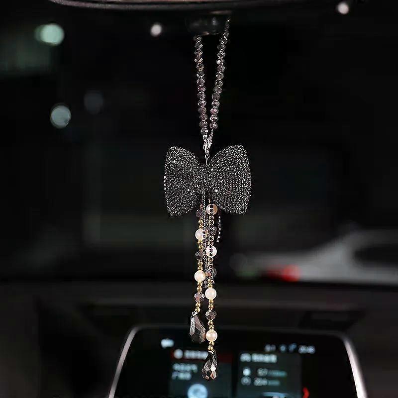 Luova timantti jousisolmu auton riipus söpö kristallitupsut ketju taustapeili koriste helmi strassi autotarvikkeet naiset