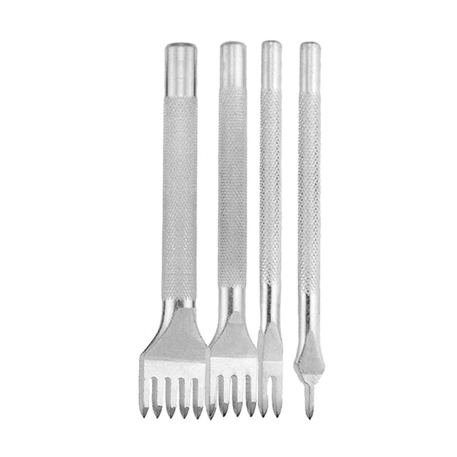 4 Pieces Leather Craft Tool Hole Puncher 1+2+4+6 Prong Lacing Stitching Hole Punch Tools Craft Chisel Cutting Punches