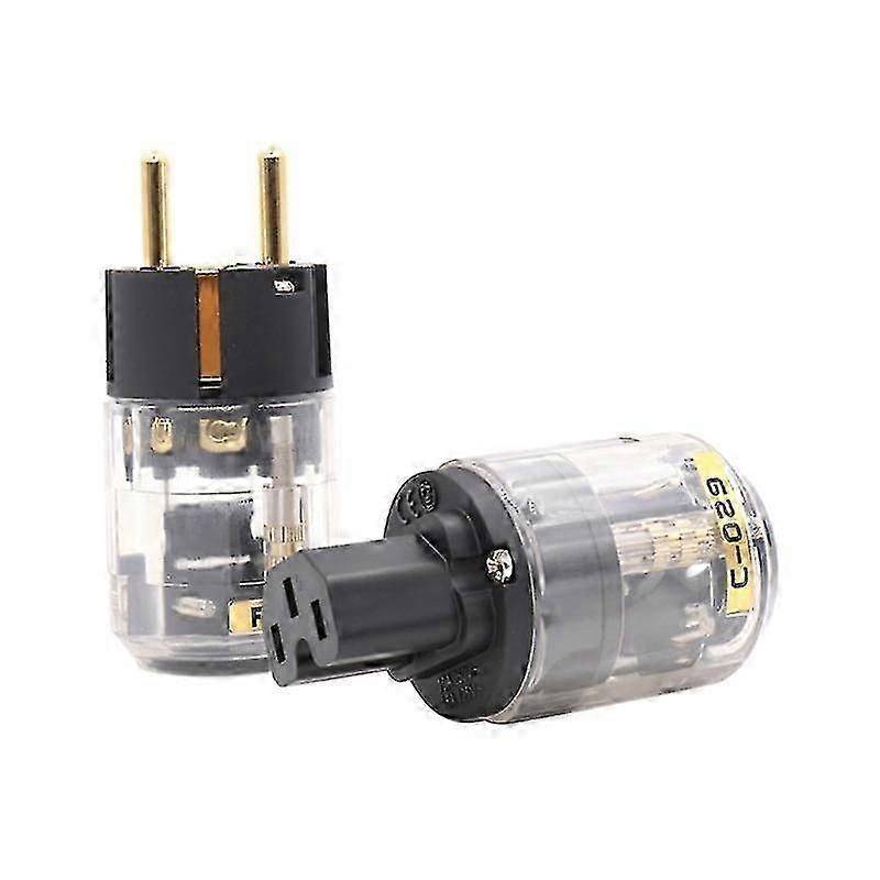 1set P-029 And C-029 Fine Copper Gold Plated Eu Version Power Plug For Iec Audio Connector Power Cord Cable Plugs