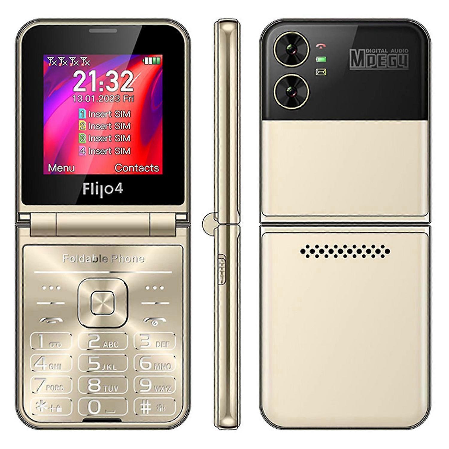 F265 2,55 polegadas Celular 4 Cartões SIM Teclado Celular Dobrável