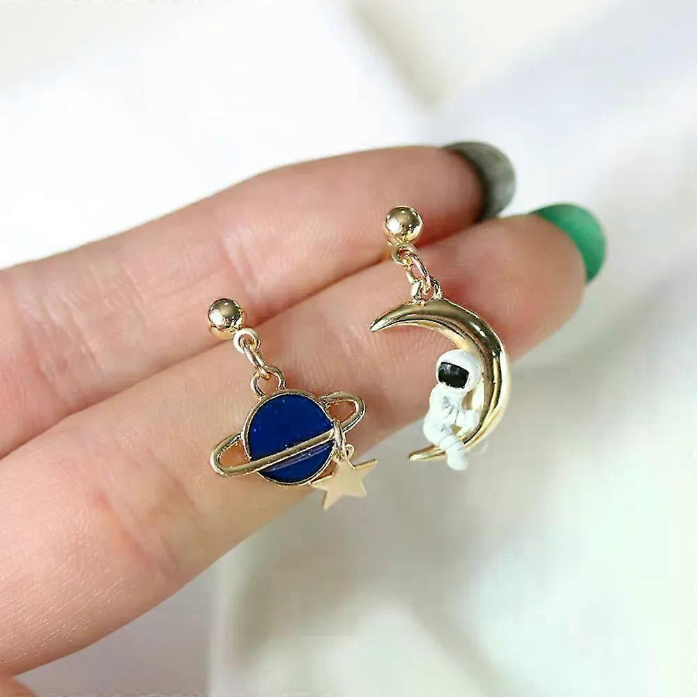 Fashion Summer Astronaut Planetarium Tassel Round Crystal Dangle Earrings For Women Simple Elegant Accessories