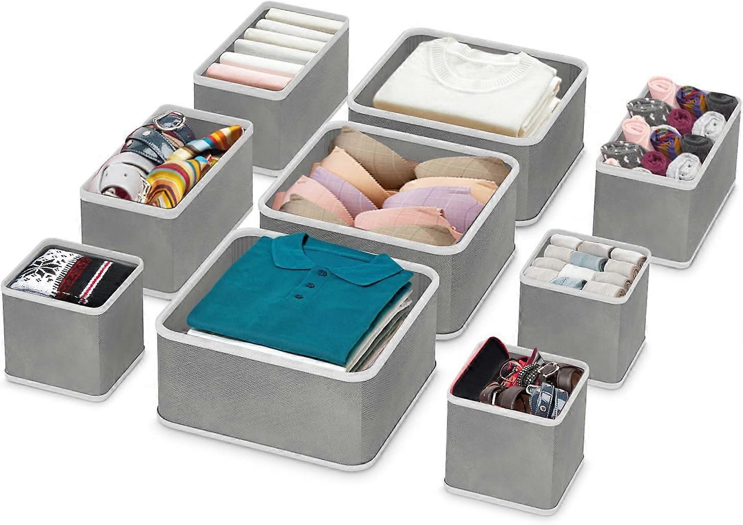 9PCS fabric storage box (regular six-piece set + washable three-piece set)-dark gray