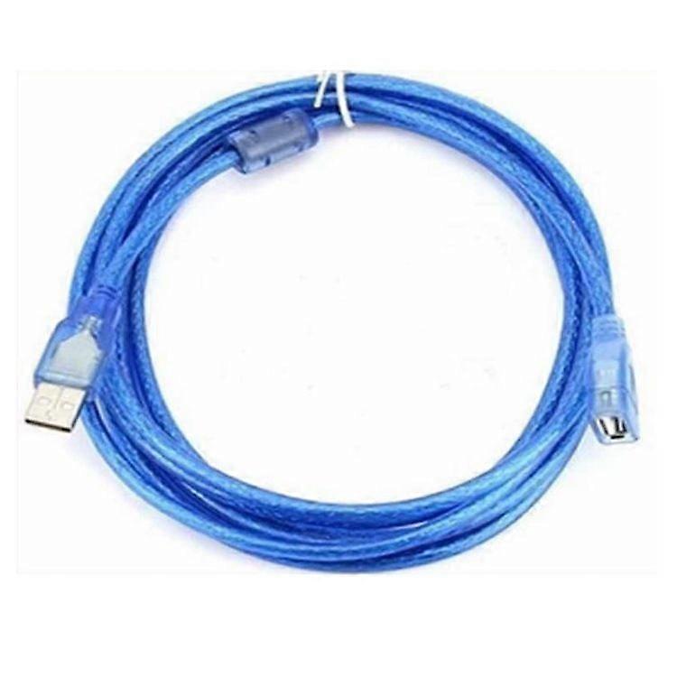 1.5m transparent blue USB high-speed 2.0 male-to-female extension cable all copper braided mesh shielded with magnetic ring data cable,2pack