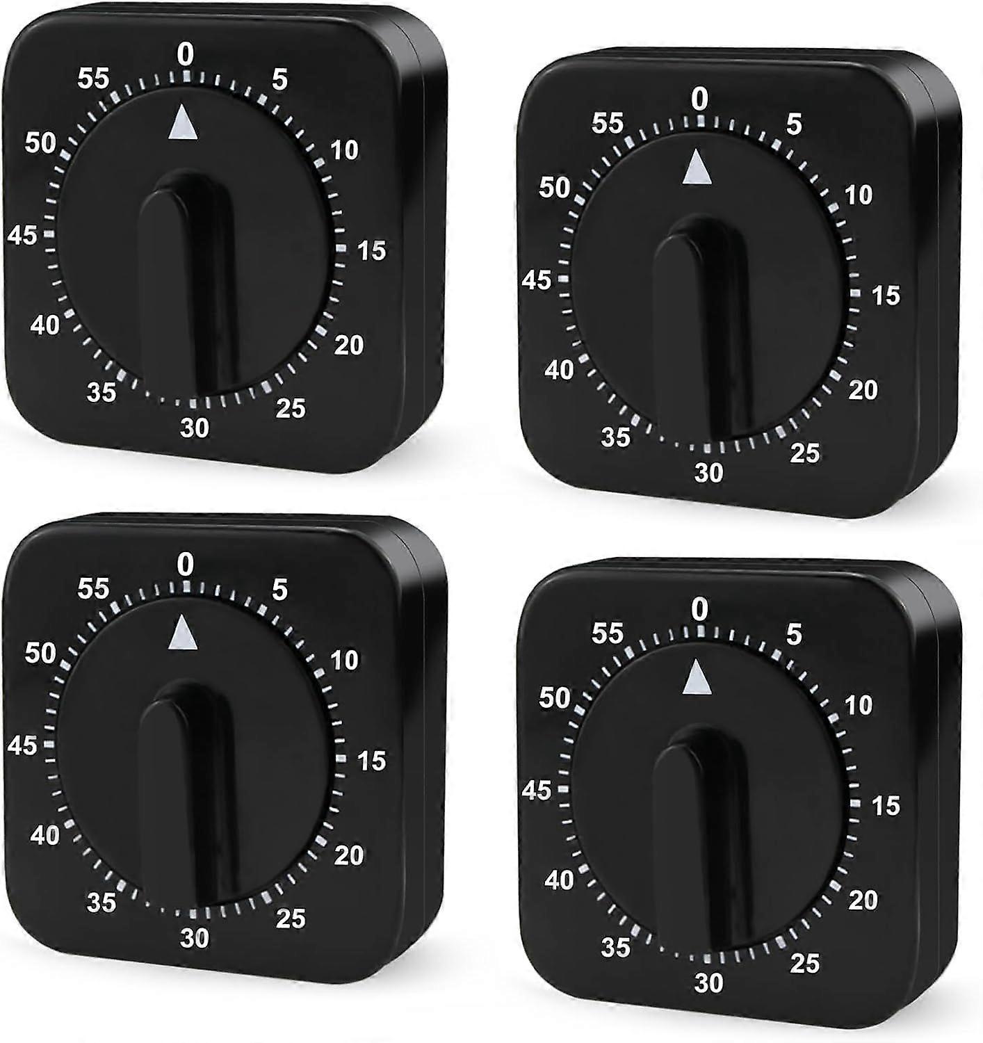 Mechanical Kitchen Timer - Analog Timer: 4pcs - 60 Minutes Mechanical Kitchen Timer - Timer Function for Home, Cooking, Sports, Study (Black)
