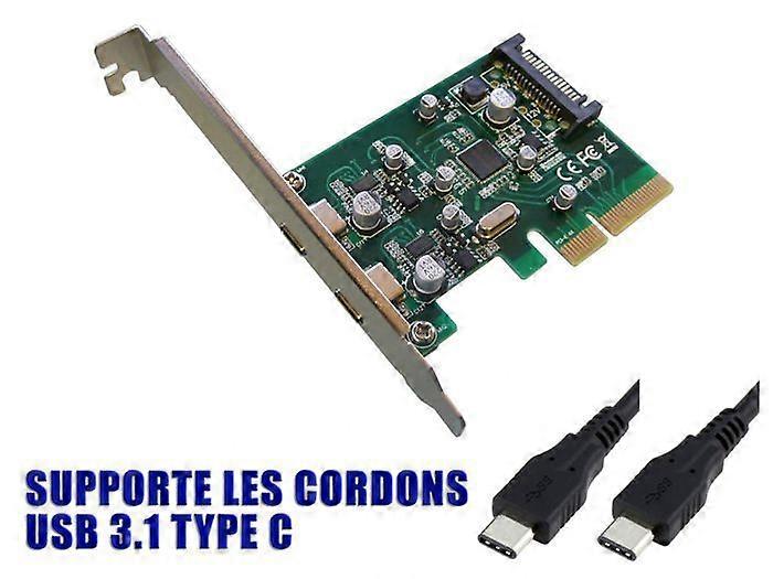 PCI Express Controller Card - ASM - USB 3.1 - 10GB - 2 External Type C Ports - Compatible with Windows and Linux