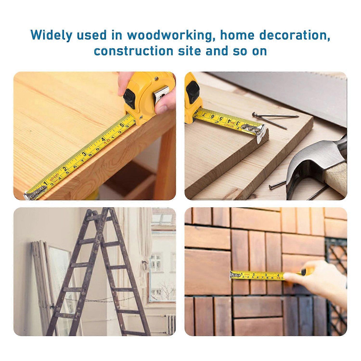 10FT Tape Measure Self Locking Measuring Tape Metric/ Inch Scale Retractable Flexible Ruler 19mm Wid