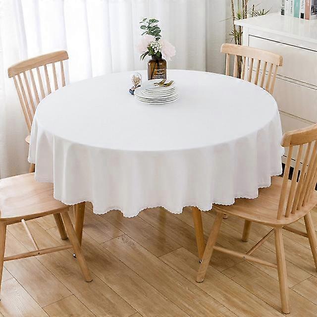 Table Cloth Lace Round Waterproof Oil -Proof Wedding Table Cover Solid Color Cotton Linen Elegant Tablecloth For Dining Events