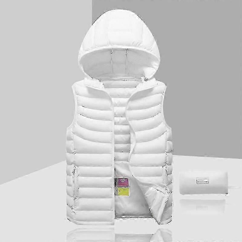 Doudoune Homme Sans manches Détachable Capuchon Hiver Lumière Couleur Unie