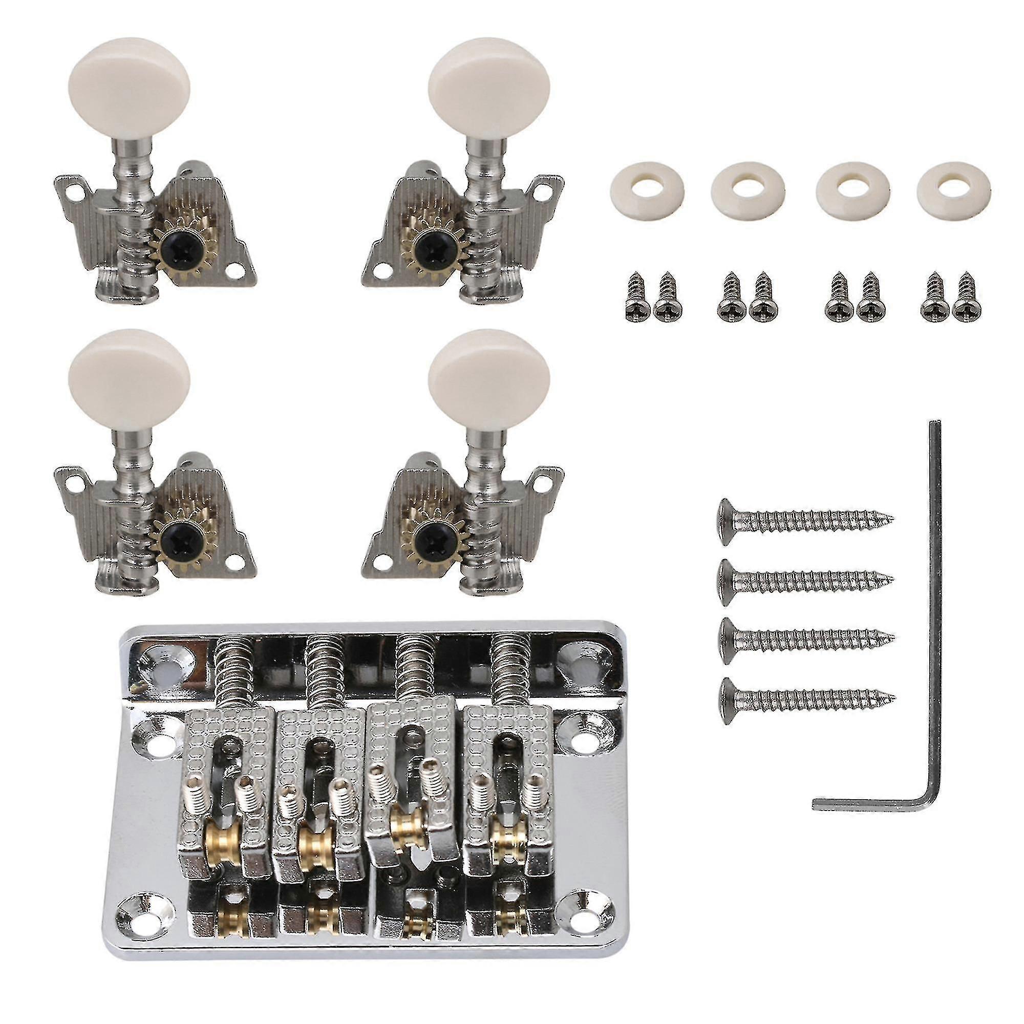 Prata Guitar Brid Tuning Peg com 8 parafusos para Ukulele