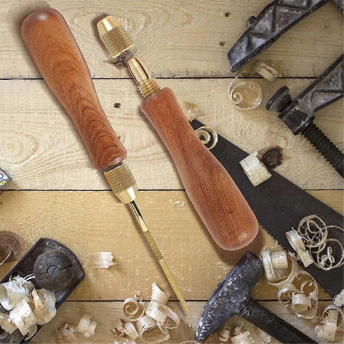 2Pcs Wood File Handle for Hand Drill