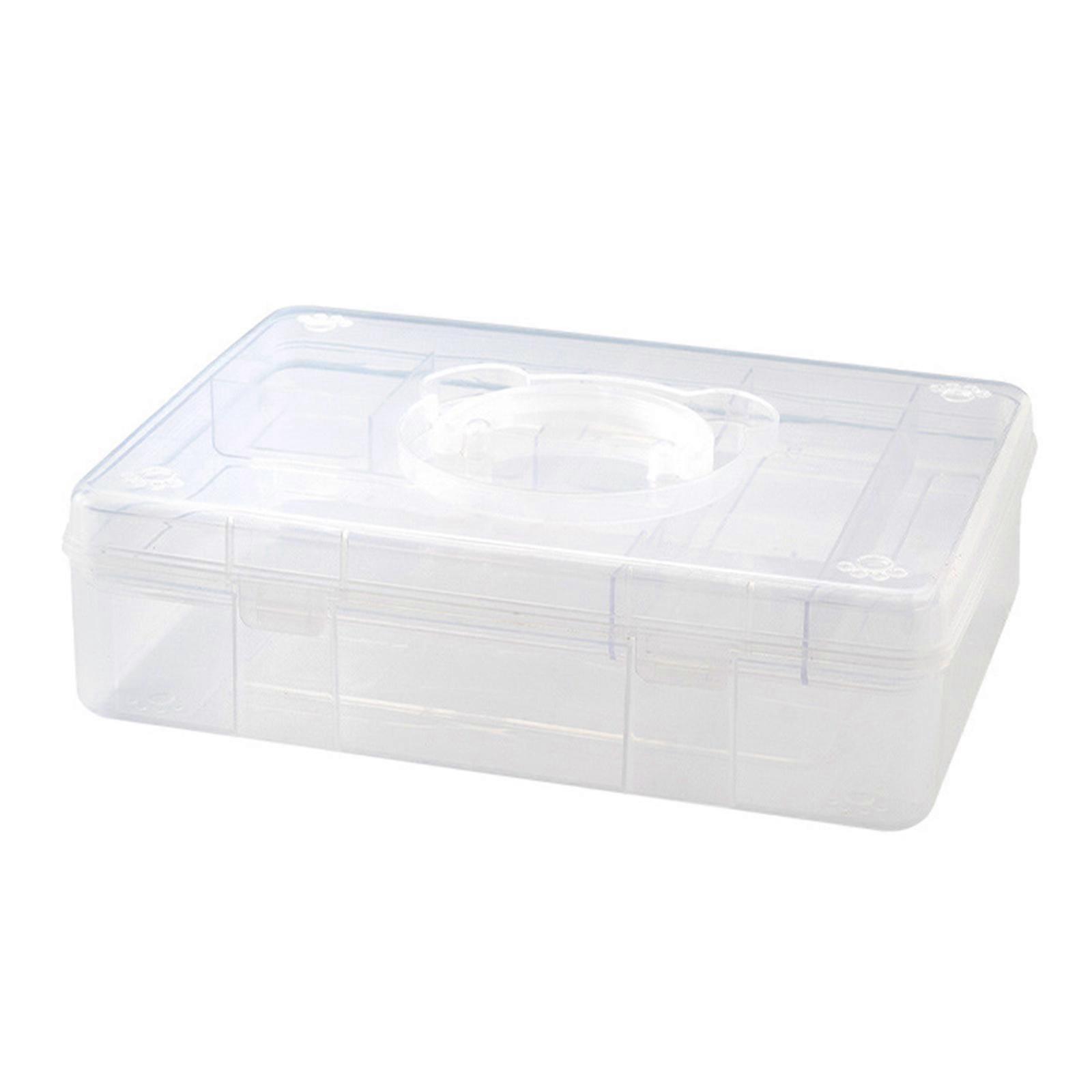 Clear Plastic Project Case Organizer Storage Box Stackable Storage Container for Stationery Scrapbooking Craft Supplies Transparent white