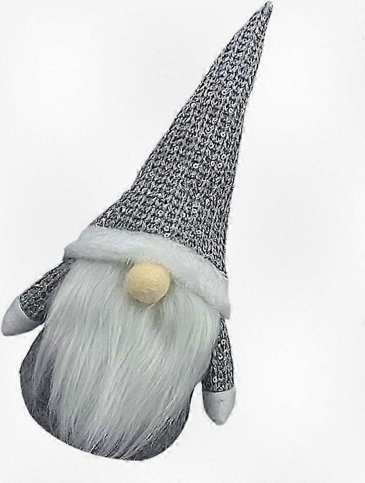 Scandinavian Santa Fabric Ornament, Swedish Tomte Elf Doll, Gray Christmas Decoration for Tree or Home