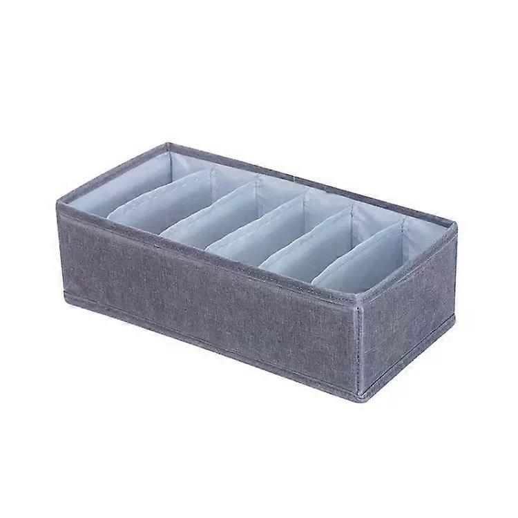 Foldable Drawer Storage Box-6 Grid Organizer,Gray Color