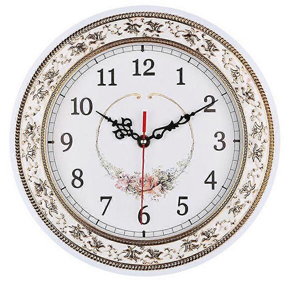 Silent Modern Quartz Flower Design Decorative Wall Clock Ticing Digital Digital 11 -inch Clock (White)