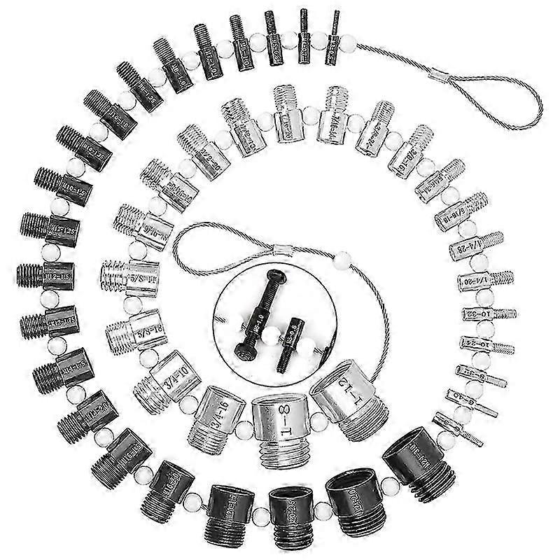 44Pcs Nut and Bolt Thread Checker-Thread Checker Standard and Metric