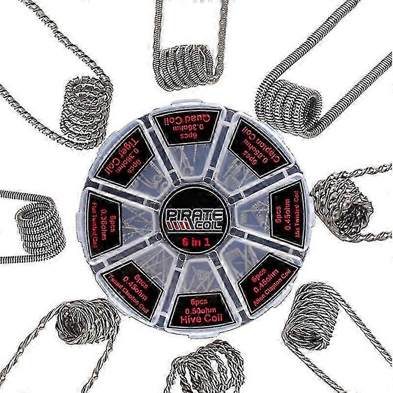 48pcs Prebuilt A1 Tool Coils: Clapton, Hive, Fused Clapton Mix for RBA Atomizer