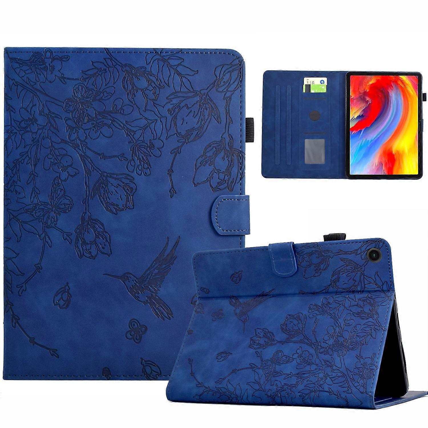 Flowers and Bird Embossed Smart Leather Tablet Case