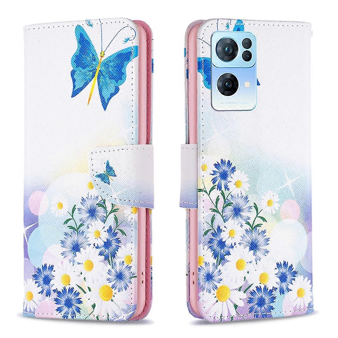 For OPPO Reno7 5G Global Drawing Pattern Leather Phone Case