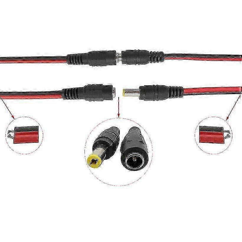 10x DC plug socket 5.5 x 2.1 with connection cable connector extension