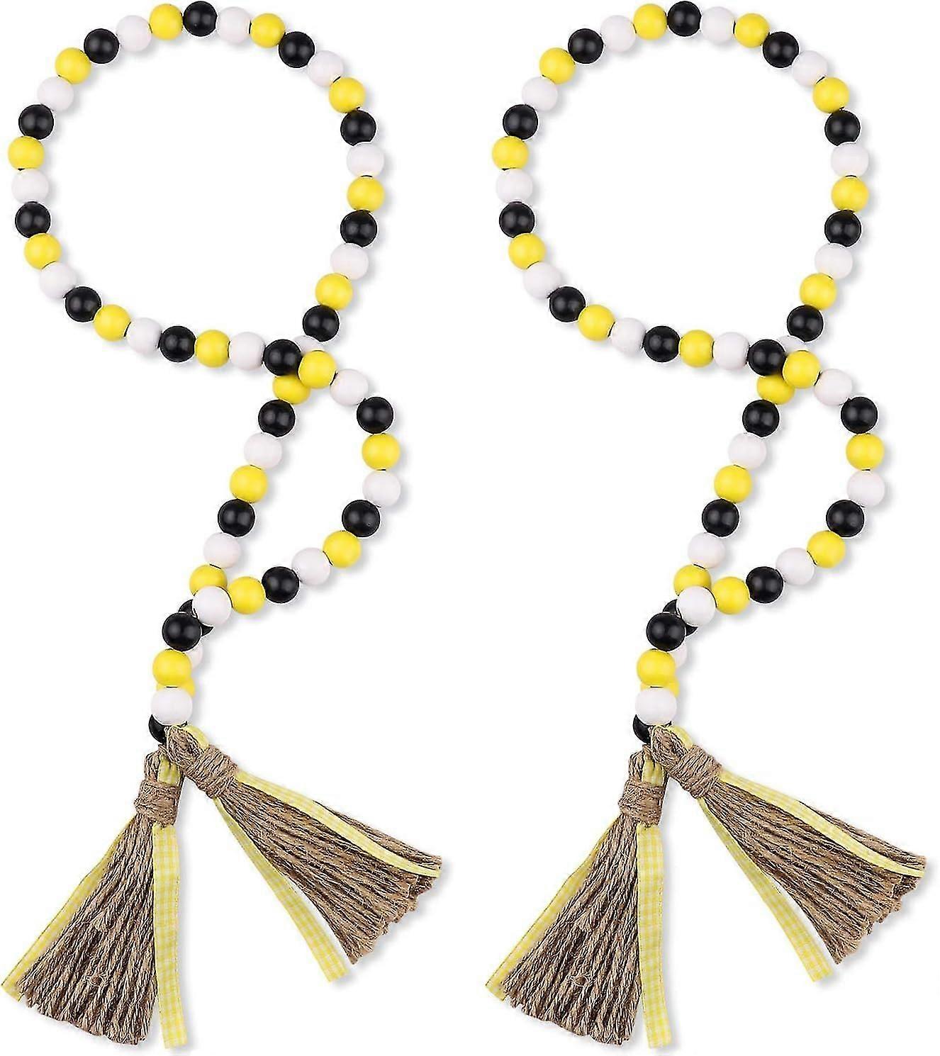 Ghirlanda di perline di legno d'api con nappe - Rustico Casale Decorazioni per la casa per scaffale vassoio a più livelli