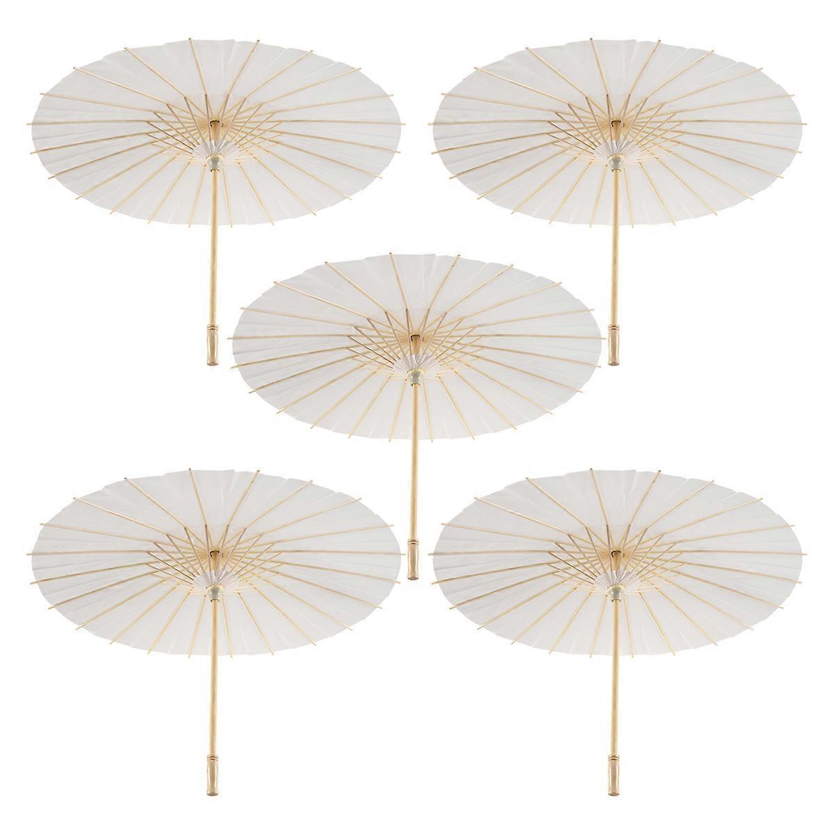 5PCS Paper Parasol 60Cm Beach Umbrella White
