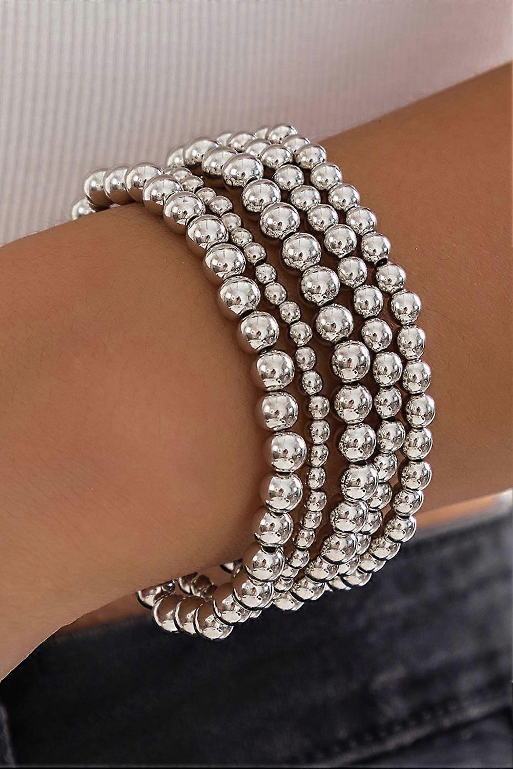 Women's Silvery 5pcs/set Beaded Bracelet Set