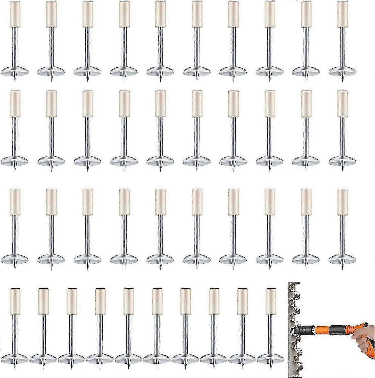 مسامير لمسدس الأظافر الفولاذي اليدوي ، أداة تثبيت الجدار المسامير المستديرة 40 قطعة ، 100٪ جديد