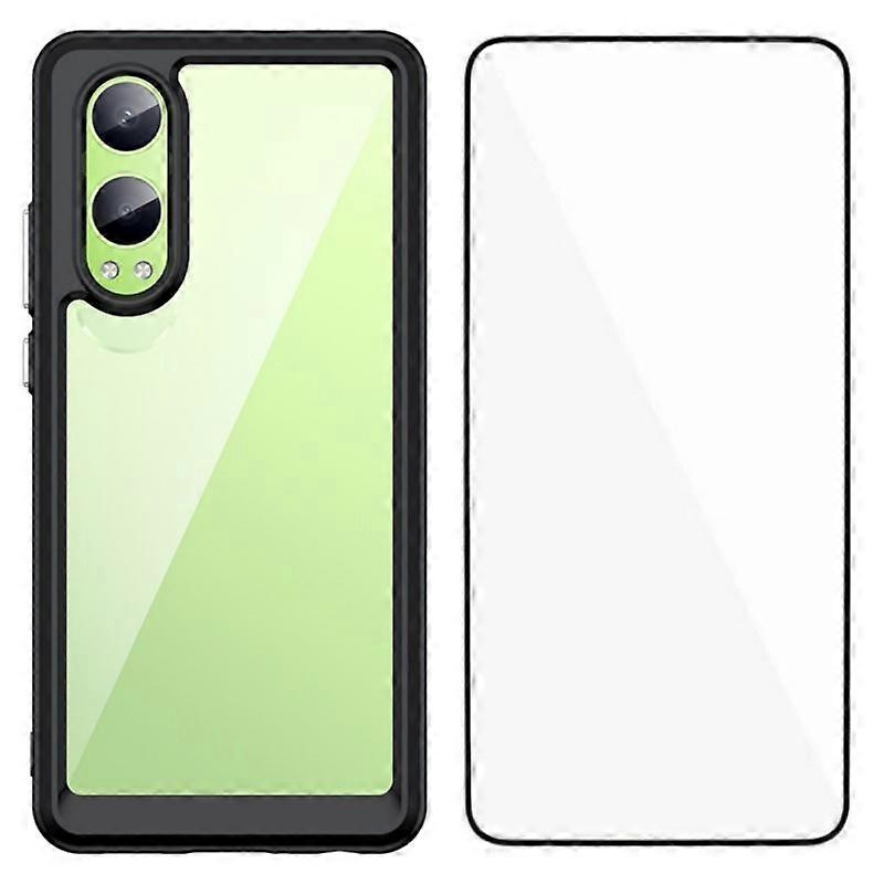Compatible For OnePlus Nord CE4 Lite 5G Phone Case WANLONFENG XC Series TPU Acrylic Cover with Tempered Glass (Big Lens Hole)