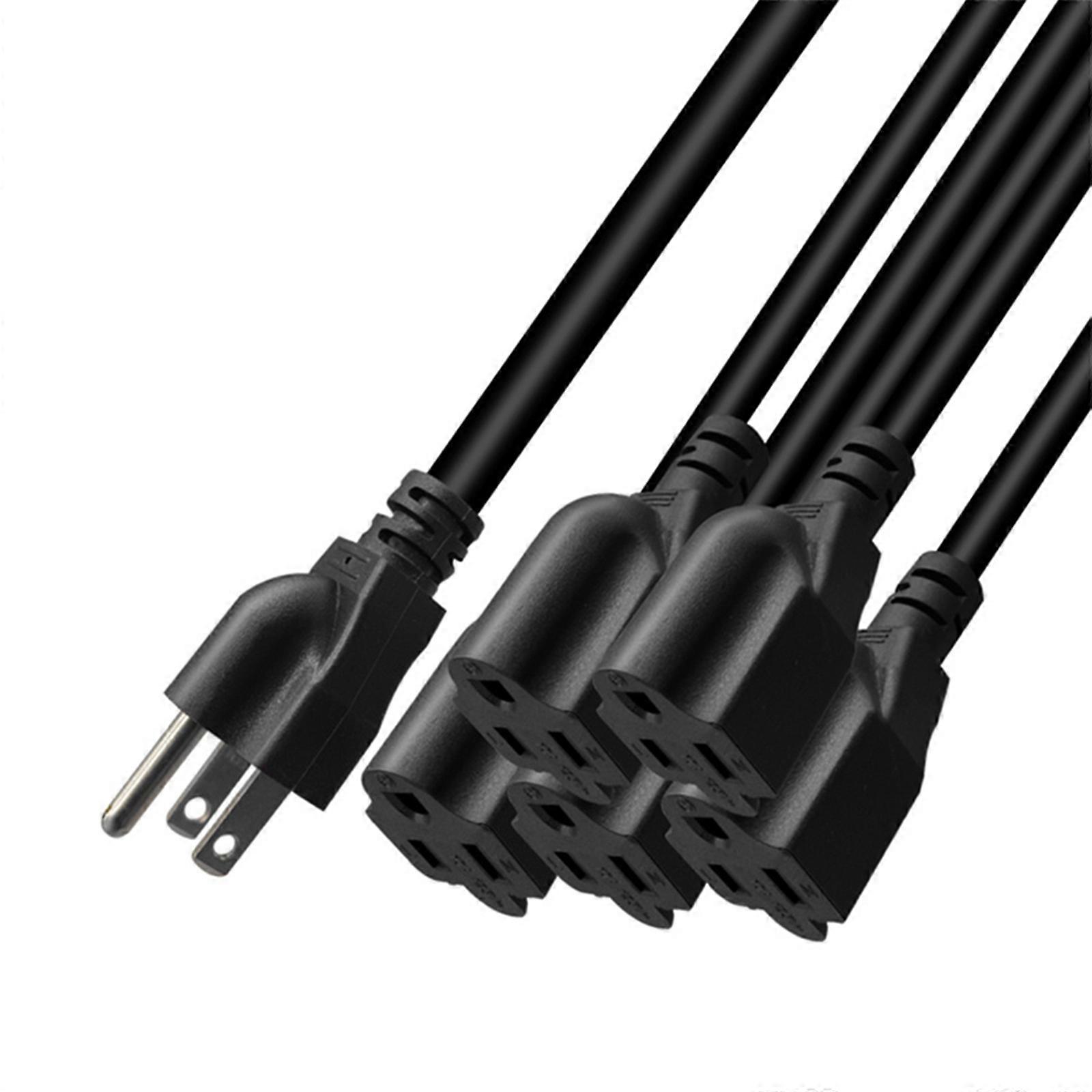 5-15P to 5Pcs 5-15R US Standard Power Extension Cable Cord US Nema 5-15P 3Pin To 5Pcs 5-15R Power Cable Wire