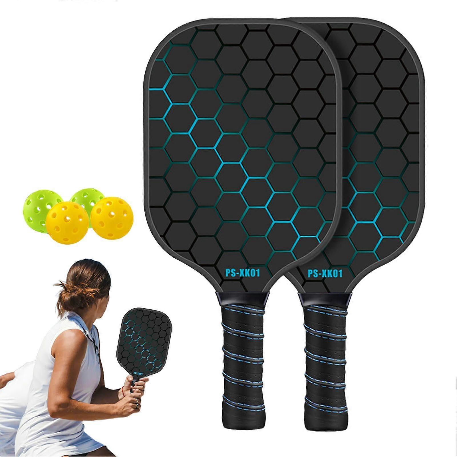 Paddle Ball Set Pickle Ball Kit Paddle Ball Bat Fibreglass Bat 4 Pickle Balls Ergonomic Handle for Beginners and Professionals blue Ref: 7273