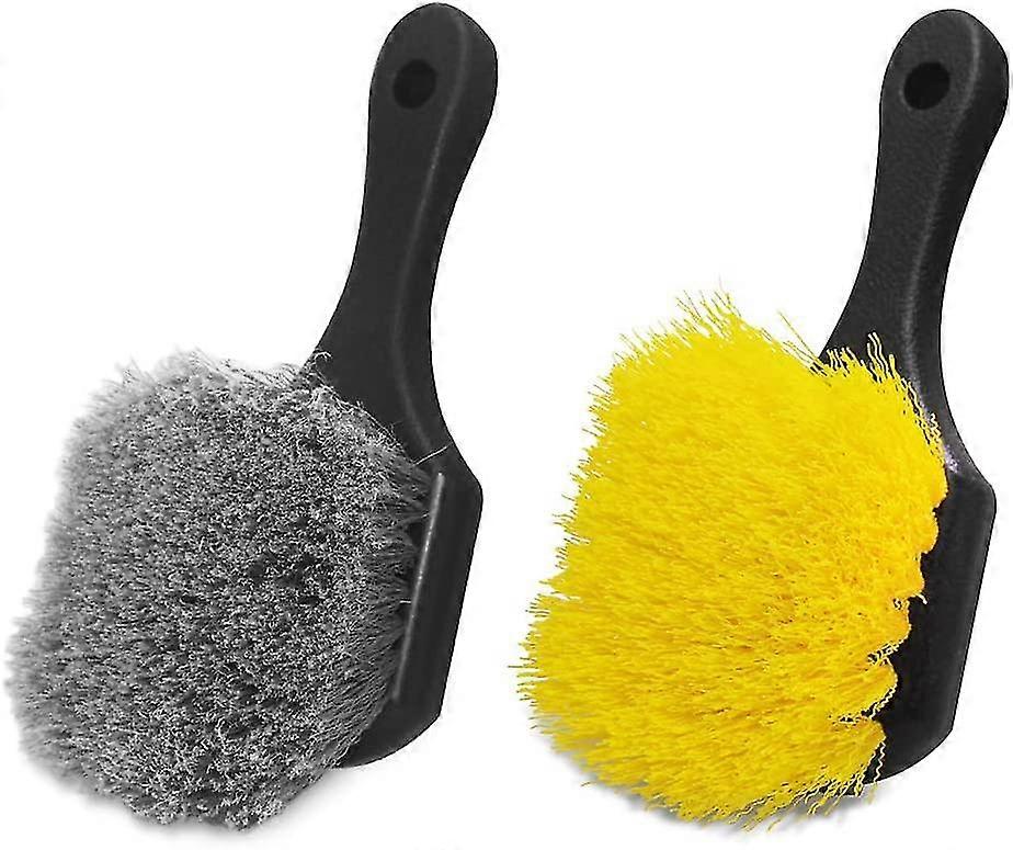 2 Pack Car Wheel & Tire Brush Cleaner Set with Bristles