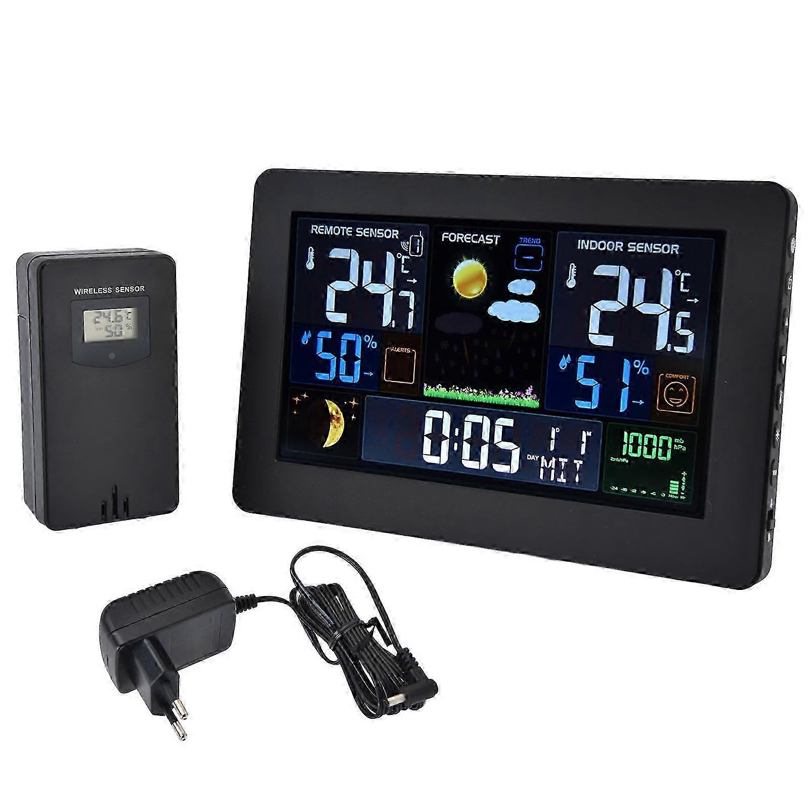 Digital Color Weather Station Multiple Data Display Backlight Large Numbers Display Thermometer Clock for Home OfficeEU