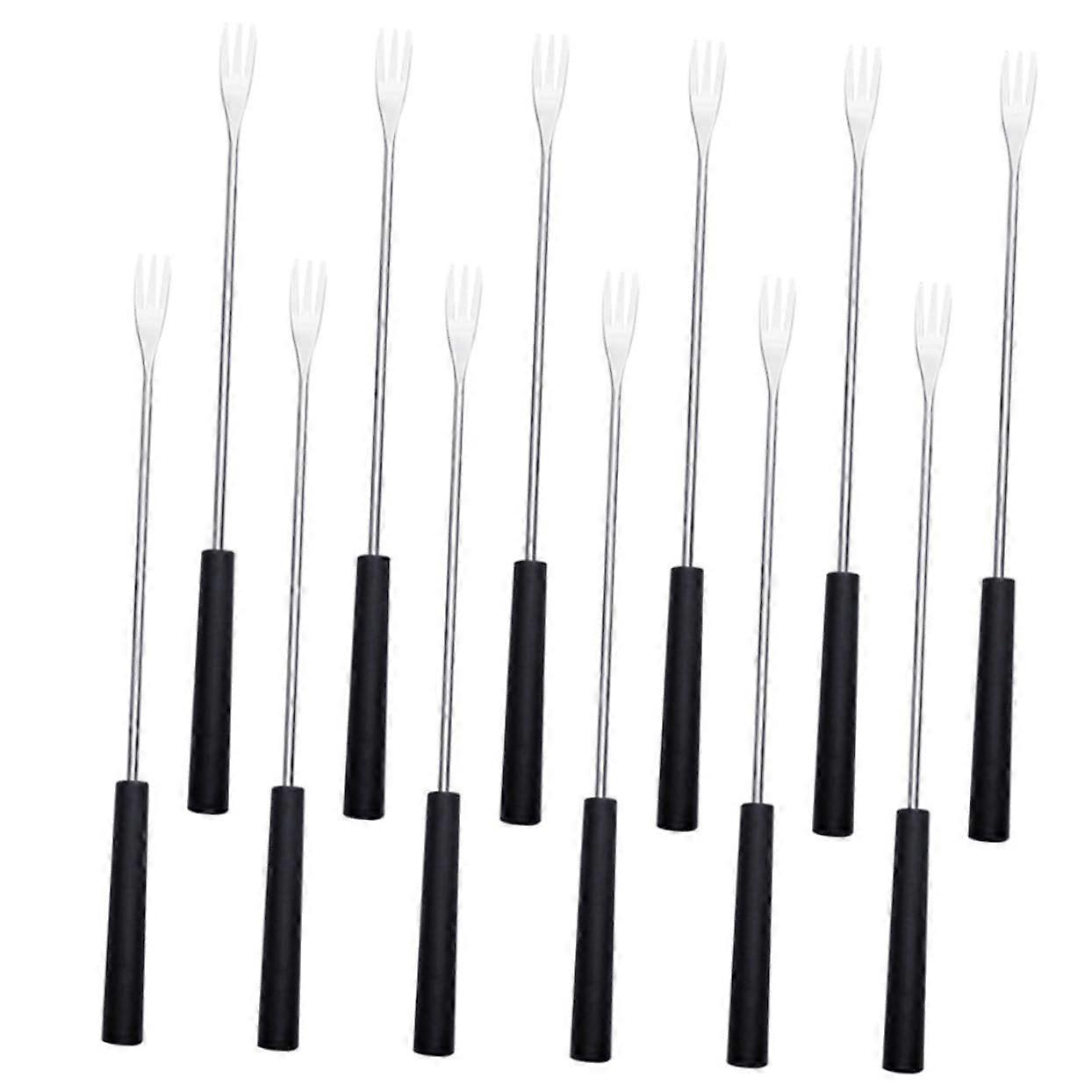 12piece cheese fondue fork set with handles made of stainless steel for fondue pot set exquisite curved design easy to clean S 26.0 centimeters