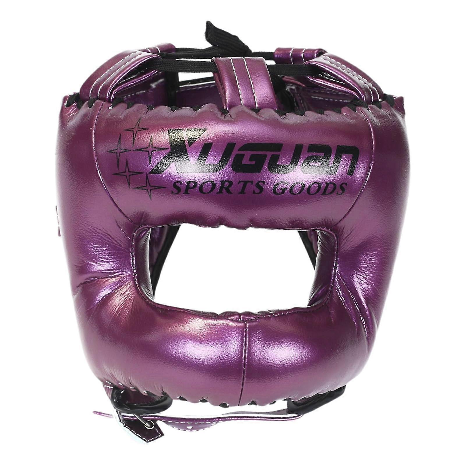 Boxing Head Guard, Adjustable Headgear, Impact-Resistant Protection, Purple Size S