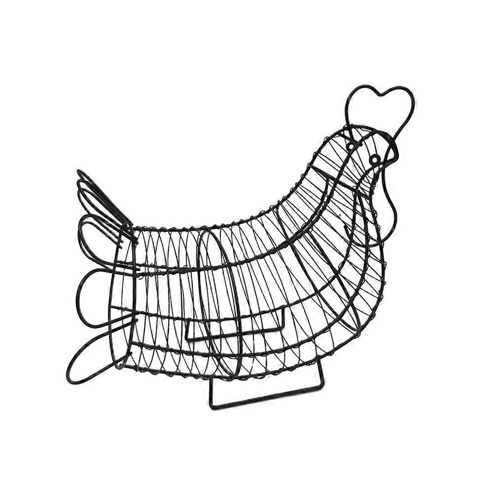 Hen Shaped Egg Collection Basket Storage Wire Basket Multi Functional Egg Shelf Black Kitchen Accessory 1Pack