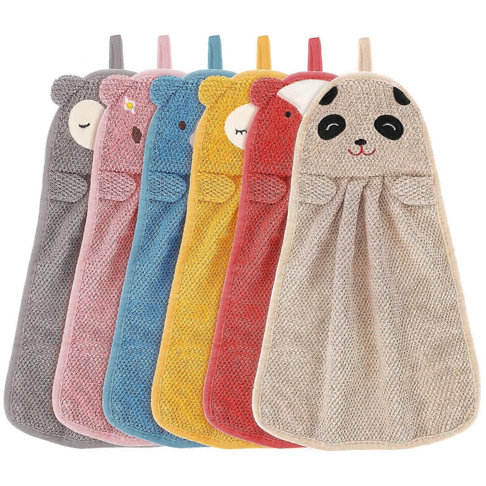 Set of 6 's Towels, Animal Microfibre Set, Quick Drying with Hanging Eyelet