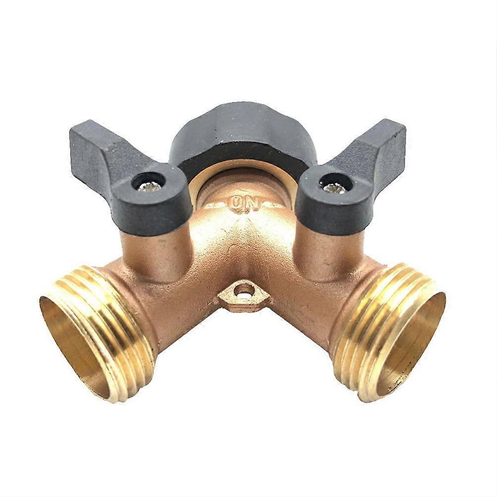 Double Hose Splitter 1pc 3/4 Hose Splitter Brass Ball Splitter Hose Tap Connector Gardeners Turn Faucet into 2 Outlets 7x6x3.5cm 1Set