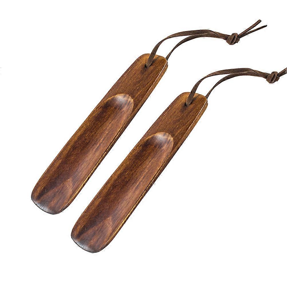 Handled Shoehorn Simple and Practical Brown Color Shoe Removal Artifact for Pregnant Women 2Set