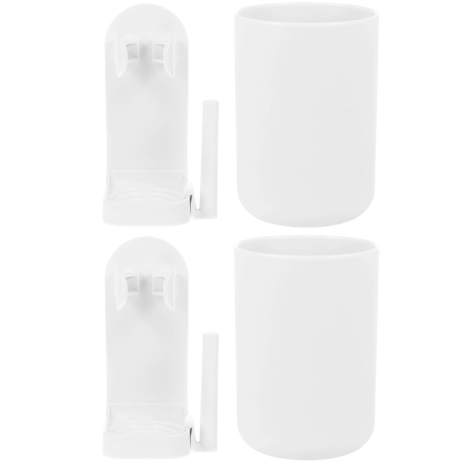 Wall Mountable Toothbrush Holder for Bathroom Storage Rack Design Rectangular Shape ABS Material 2 Sets