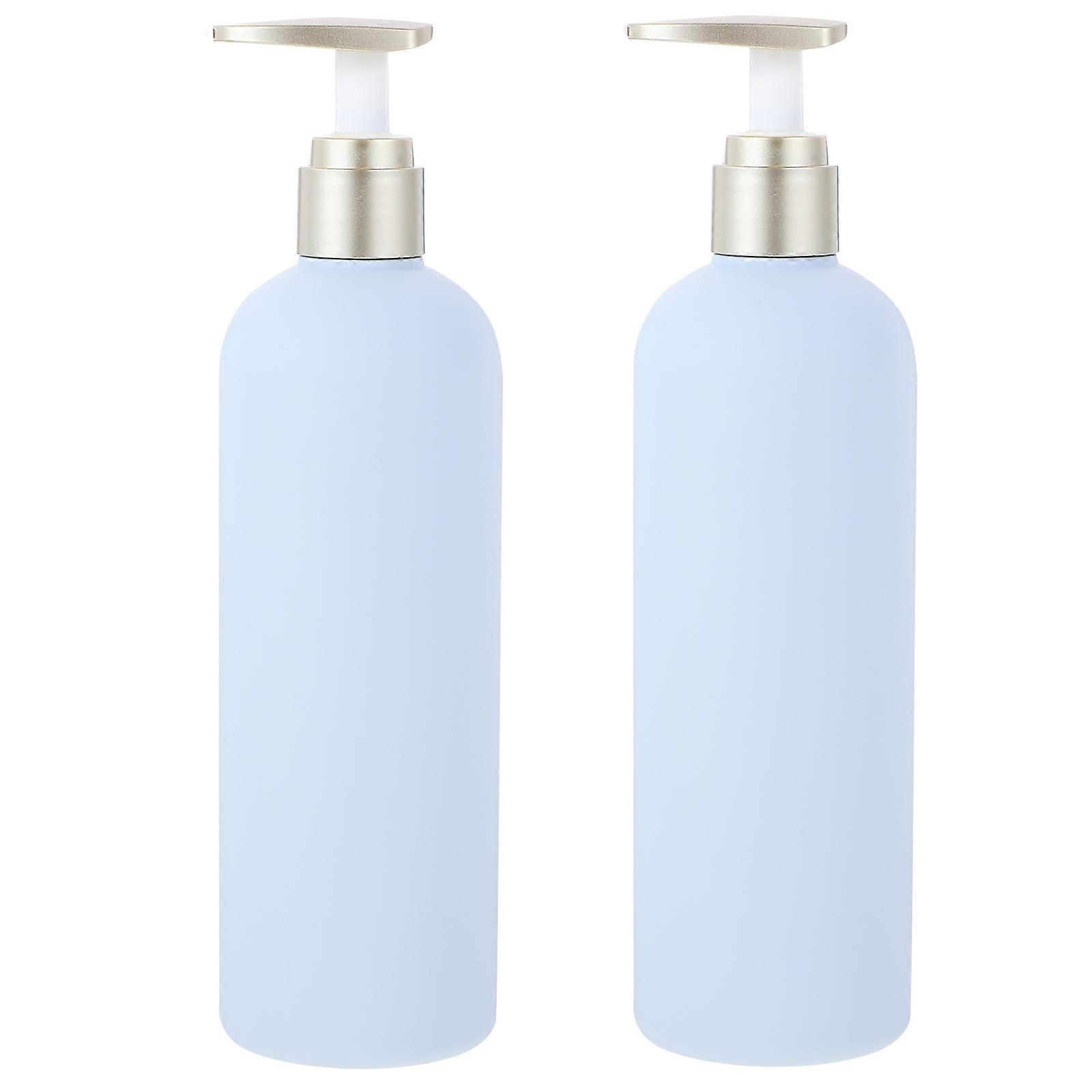 Storage Lotion Pump Bottles Empty Shampoo Containers Press Pump For Hotel Blue 2Set