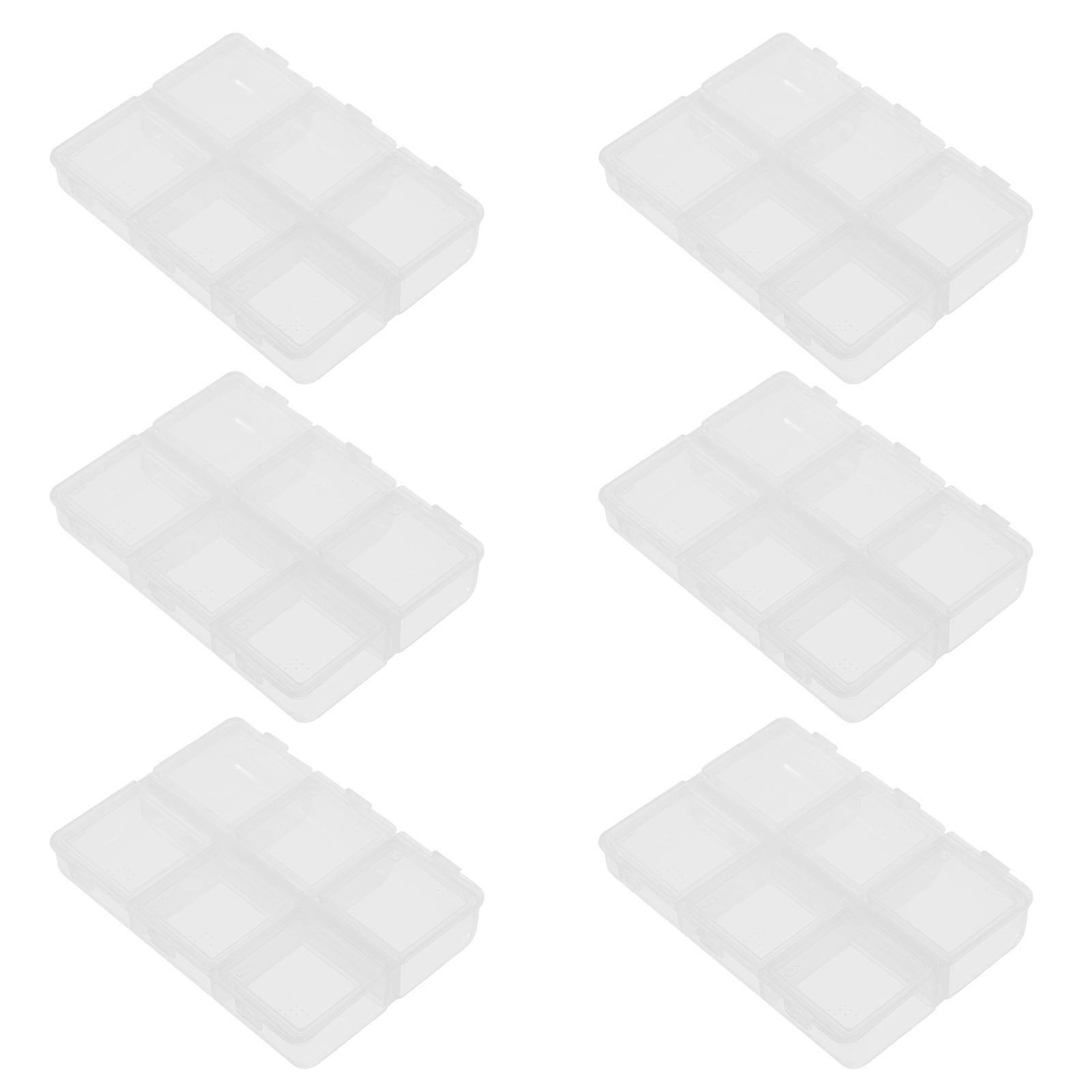 6 Pcs Transparent Containers with Compartment and Braille