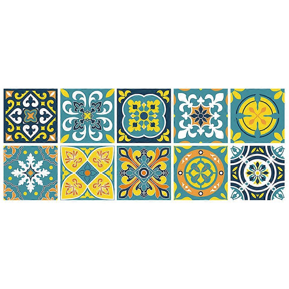 Decorative Tile Stickers Square Shape Classic Style Oil Resistant 10x10cm 10Pcs