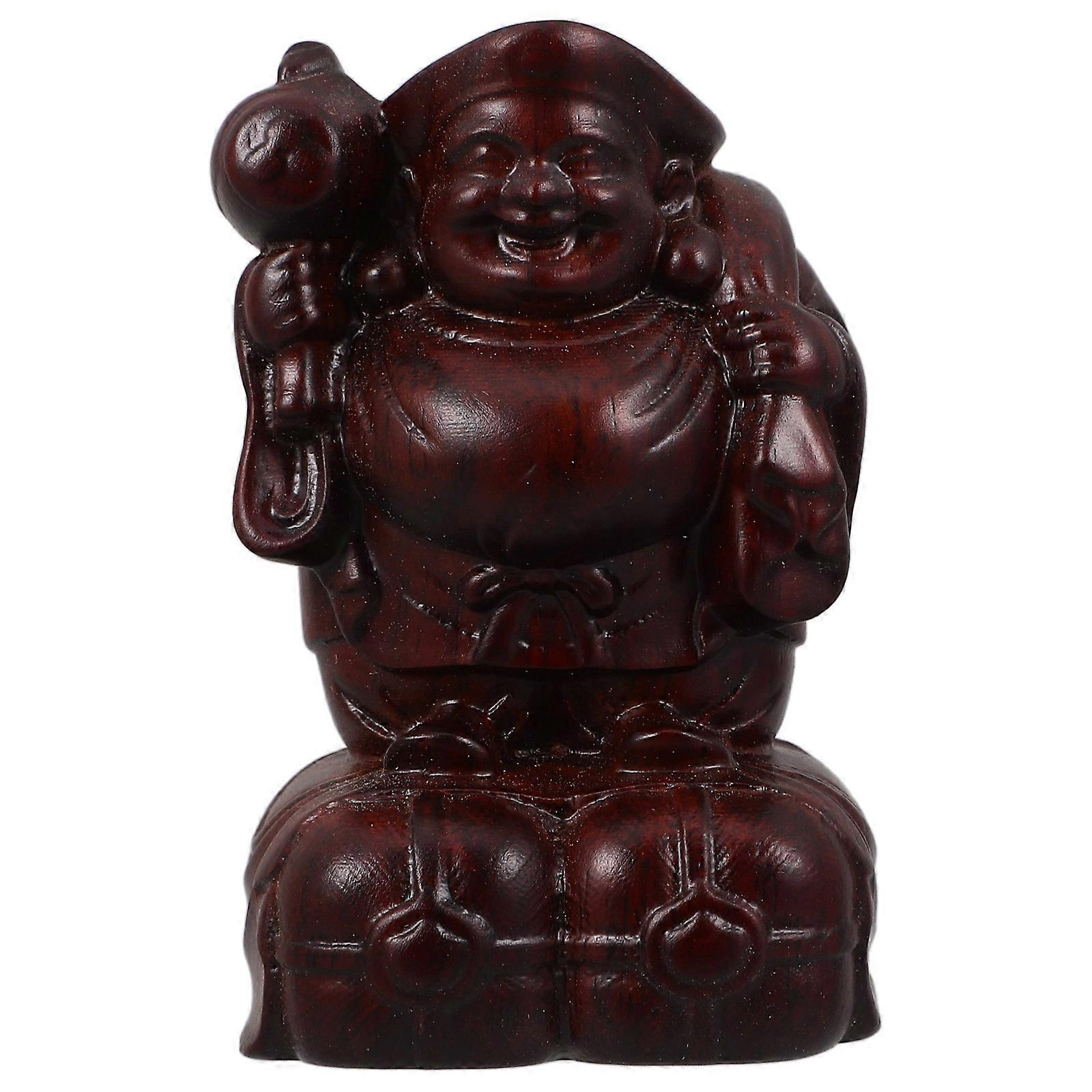 Sculpture God Of Wealth Sculpture Home Placement Statue Traditional Artisan Craft Coffee 7.10X4.30X4.20CM Good Fortune Symbol 1Set